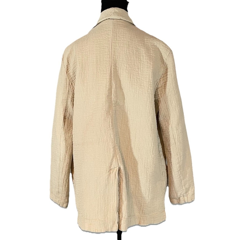 Free People Rowan Cotton Gauze Double Breasted Blazer Jacket in Ecru/Cream Sm - Picture 3 of 7
